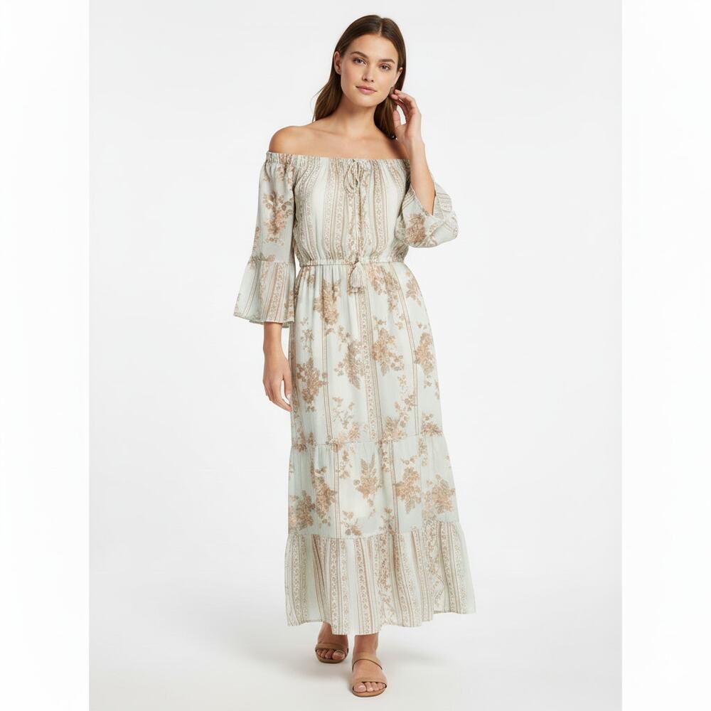 Boho Off-Shoulder Maxi Dress One Size S-L